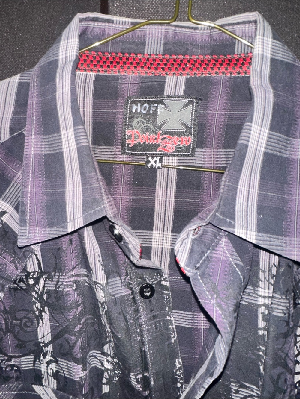 Point Zero Black and Gray Plaid Button-Down Shirt